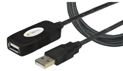Zdjęcie produktu dla Techly IUSB-REP10TY, 10 m, USB A, USB A, USB 2.0, Męska/Żeńska, Czarny