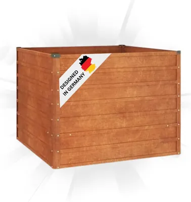 Produktbild von DELUKE® Hochbeet aus Cortenstahl ISAK | unten offen | Pflanzenbeet Gartenbeet Metall Blumenbeet Beet hoch Frühbeet für Garten Gemüsebeet, 100x100x77cm