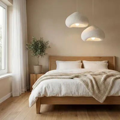 Produktbild von Opviq, Moderne Pendelleuchte mit Metallkörper, Fiberglas-Kappe, 32 x 28 x 22 cm, Höhe: 55-115 cm, Ø40 cm, 2 x E27 Max 40 W, IP20, Weiß - Stilvolles Design für jeden Raum.