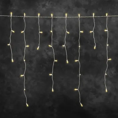 Produktbild von Konstsmide - LED Eisregen Lichtervorhang, 200 bernsteinfarbene Dioden, 31V_Außentrafo, weißes Kabel - 2761-802