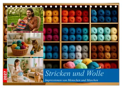 Produktbild von Stricken und Wolle (Tischkalender 2027 DIN A5 quer), CALVENDO Monatskalender