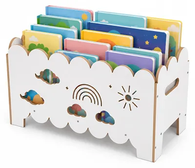 Kinderbücherregal 57,5x25,5x30 cm Montessori-Stil Holz weiß