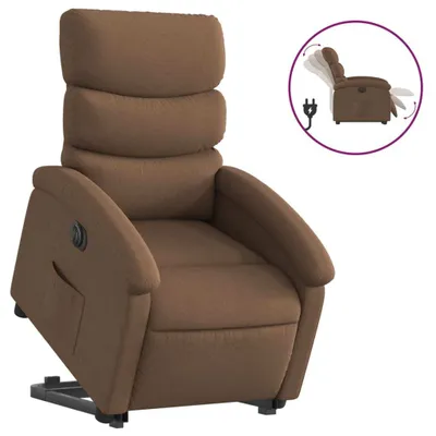 Immagine prodotto di vidaXL Poltrona relax con ausilio per l'alzata in tessuto marrone elettrico