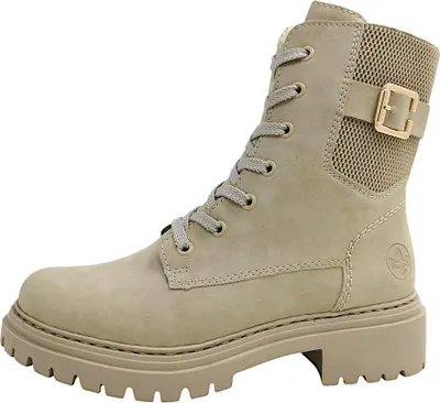 Image de Chaussures de ville Rieker pour femmes, bottines, chaussures à lacets, bottines à lacets, couleur beige, style décontracté