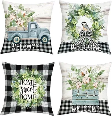 Immagine prodotto di Set di 4 federe in velluto Ibenzoa®, 45 x 45 cm, morbide e decorative, con cerniera invisibile, ideali per il soggiorno e la camera da letto