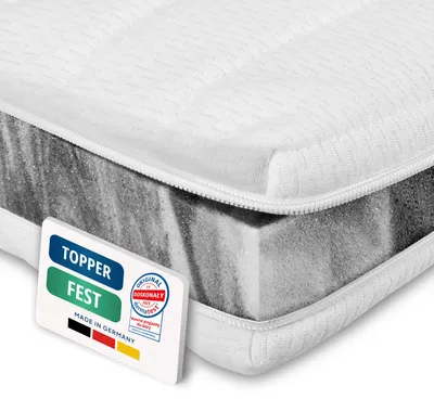 Zdjęcie produktu dla AM Qualitätsmatratzen | Basic Topper | 200x200 cm | twardy | 6 cm wysokosci | nakladka na materac | 200/200 | nakladka z pianki komfortowej