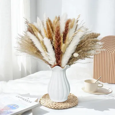 Image de Pampas séchées naturelles, décoration bohème, 43 cm, idéale pour le salon ou la chambre