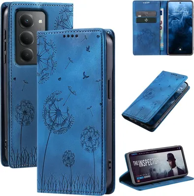 Produktbild von Handyhülle für Xiaomi Redmi 15 / 15 5G RFID Schutz Klapphülle Case Cover Design Blume Pusteblume Schutzhülle Farbe: Blau
