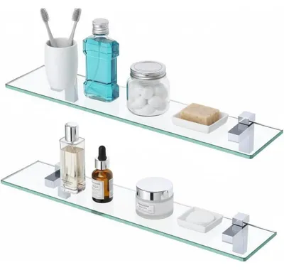 Produktbild von Duschablage Glas 60 cm 8mm Hartglas Poliert 2 Stück