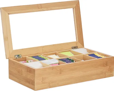 Produktbild von relaxdays Teebox Bambus 10 Fächer