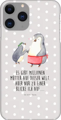 Produktbild von Mr. & Mrs. Panda Iphone 11 Pro Handyhülle Pinguin mit Kind - Grau Pastell - Geschenk, Muttertag, Mama, Handy Case, Premium Kunststoff, Mom, Vorbild, Mutter