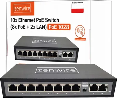 Image de Commutateur - Répartiteur de ports - 10 ports - 8 POE 2 LAN Ethernet RJ-45 - pour caméras IP