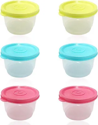 Immagine prodotto di Set di 6 contenitori riutilizzabili per alimenti con coperchio - Contenitori impilabili per la conservazione in cucina, adatti al microonde, al frigorifero e alla lavastoviglie (160 ml)