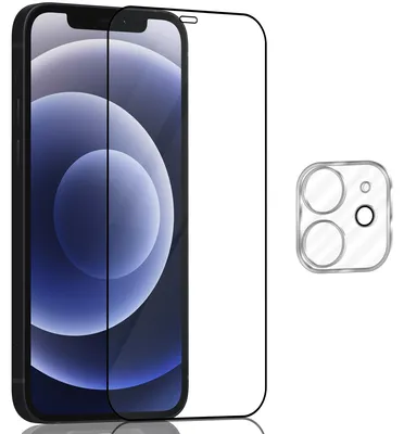 Obrázok produktu pre 1-balenie iPhone 12 Mini Ochranné sklo na displej & 1-balenie ochrana objektívu - Tvrdené sklo 9H - Super kvalita 3D