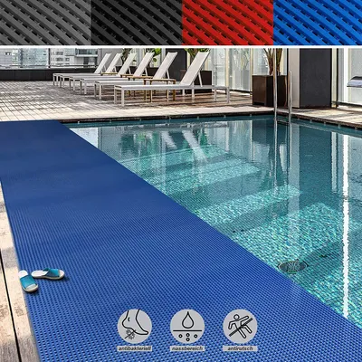 Obrázek produktu pro Protiskluzová rohož Adria z vysoce odolného protiskluzového PVC pro vstupní prostory a mokré zóny Modrá 120x250 cm