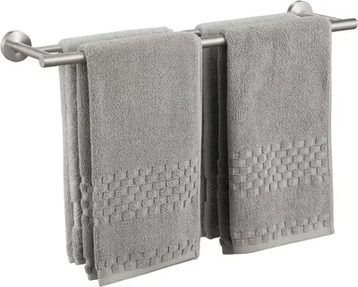 Produktbild von Doppelter Handtuchhalter – Badezimmerregal – Zum Trocknen von Handtüchern – Edelstahl – 60 cm – Gebürstet