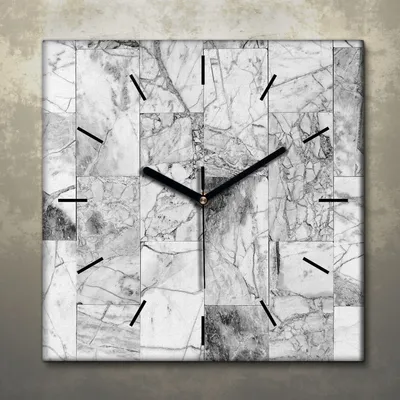 Produktbild von Wohnzimmer Leinwand Uhr Geräuschlos Küche 30x30 Kacheln, Abstrakt, Motive, schwarze Zeiger