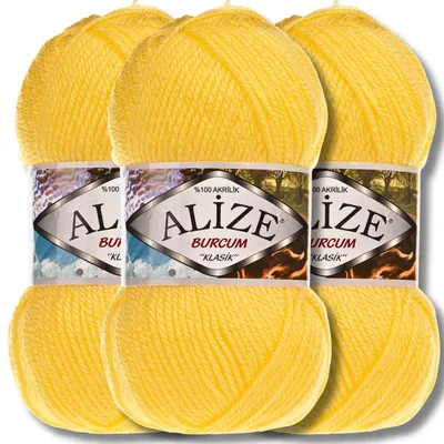 Obrázok produktu pre Alize 3x 100 g Burcum Klasik vlna, jednofarebná, háčkovanie, pletenie (Mimosa - 216)
