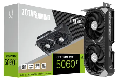 Produktbild von Zotac GAMING GeForce RTX 5060 Ti Twin Edge, GeForce RTX 5060 Ti, 8 GB, GDDR7, 128 Bit, 7680 x 4320 Pixel, PCI Express x8 5.0