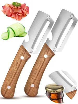 Gemüseschäler 2-in-1 Edelstahl mit Holzgriff, 19 cm
