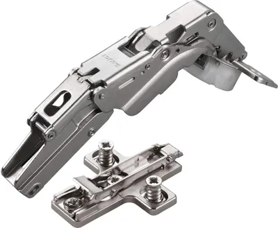 Produktbild von 2 x Salice Topfband 155° Serie 200 mit Dämpfer im Topf Bohrbild T45 Mittelanschlag mit Kreuz-Montageplatte Höhe 6 mm mit vormontierten Euroschrauben, Exzenterverstellung Möbelscharnier von SOTECH