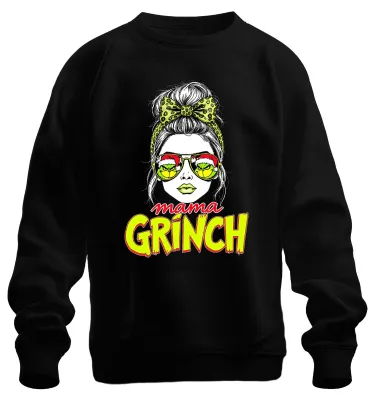 Produktbild von mama GRÍNCH Weihnachten Geschenk Mutter Lustig Grinchmama Sweatshirt Pullover, Schwarz, XXL