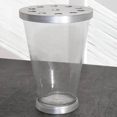 Produktbild von Blumenvase. Aufbewahrung, Alu, Glas, Deckel