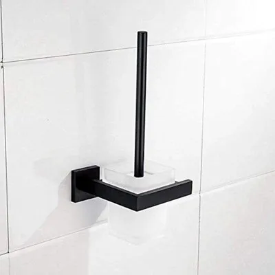 Produktbild von Badewannenständer aus Edelstahl mit Wandbefestigung und Mattenabdeckung, schwarz.