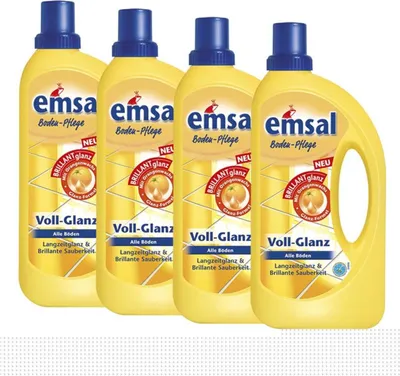 Produktbild von 4x emsal Boden-Pflege Voll-Glanz 1 Liter, Langzeitglanz & Brillante Sauberkeit