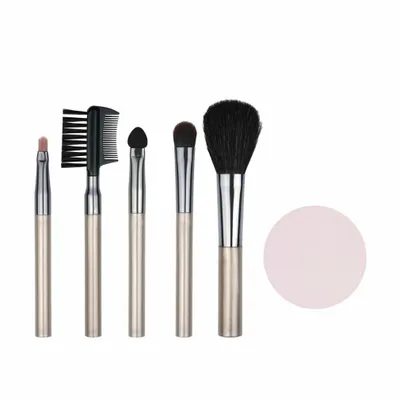 Produktbild von Schminkset 6-teilig mit Pinsel, Augenbrauenbürste, 3 Bürsten und Schwamm