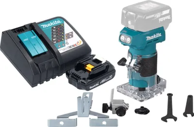 Produktbild von Makita DRT 52 RY1 Akku Kantenfräse 18 V 6 mm Brushless + 1x Akku 1,5 Ah + Ladegerät