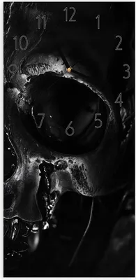 Produktbild von Wanduhr aus Glas mit Motiv Schädelaufnahme- 30 x 60 cm - inkl. Aufhängesystem