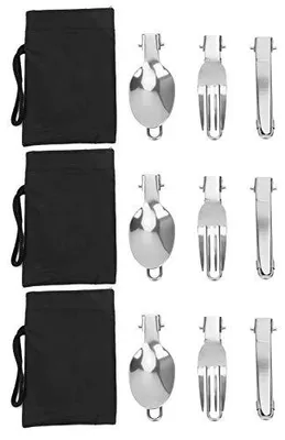 Produktbild von Reisbesteck Set - 3-teiliges Klappbesteck - Picknick, Camping, Outdoor