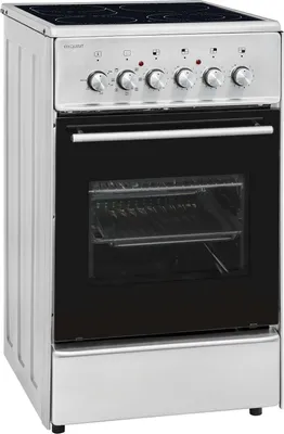 A freestanding electric cooker with a glass ceramic hob and an oven.