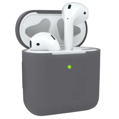 Produktbild von EAZY CASE - Schutzhülle für AirPods 1 & 2 Hülle Grau Silikon Case Stoßfest mit Deckel Schutz Antikratz Etui Cover rutschfeste Silikonhülle für Airpod Pro 1. / 2. Generation Silikoncase in Anthrazit