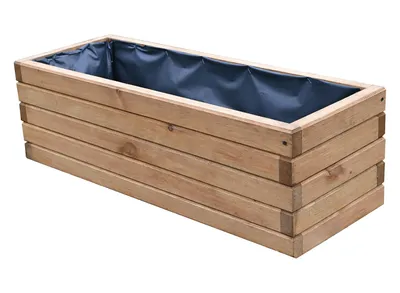 Obrázok produktu pre Drevený kvetináč 80 cm – kvetináč na balkón a terasu, odolný voči poveternostným vplyvom, záhradný kvetináč na bylinky a vyvýšený záhon (D3 dub)