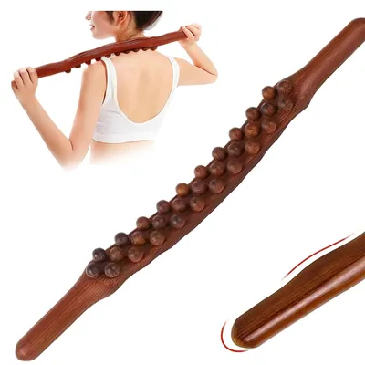 Produktbild von massagegerät holz, Nackenmassagegeräte, Guasha Holz Stick Massage Tool, 31 Perlen Holz Massage Roller Stick, Für eine entspannende Muskelmassage