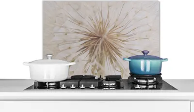 Produktbild von KitchenYeah®  Spritzschutz Küche - Küchenrückwand - Wandschutz für Herd und Spüle - Blumen - Löwenzahn - Entwurf 60x40 - Alu-Dibond (Alternative zum Spritzschutz aus Glas) - Hitzebeständig - Herdsprit
