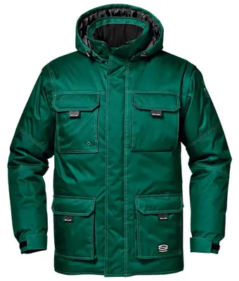 Immagine prodotto di Giacca da lavoro invernale Sir Safety Nassau, traspirante, con maniche e cappuccio staccabili, taglia L, VERDE