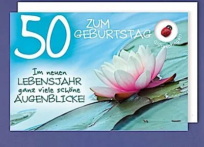 Produktbild von Grußkarte 50 Geburtstag Karte Happy Birthday Applikation Glücksbringer Lebensjahr C6