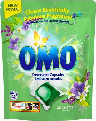 Produktbild von Omo – Waschkapseln – Weiße Orchidee & Minze – Kraftvoller Duft – 42 Kapseln - 1 Stück