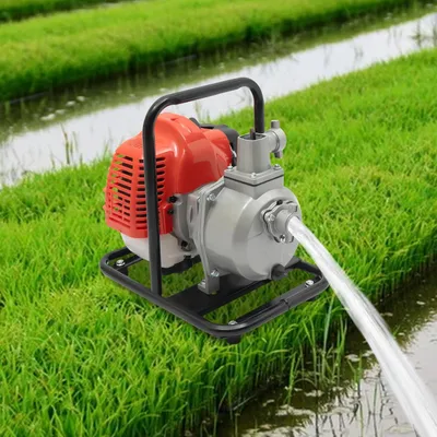 Imagen del producto de Bomba de agua a gasolina - Bomba para jardín - Bomba para estanque - Bomba de agua con motor - Bomba de agua sumergible - Motor de 1,25 kW, 2 tiempos - Caudal de 10.000 litros por hora