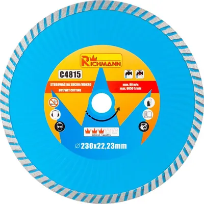 Image de Disque diamant turbo, béton, coupe à eau et à sec, 230 mm/22,23 mm, Richmann