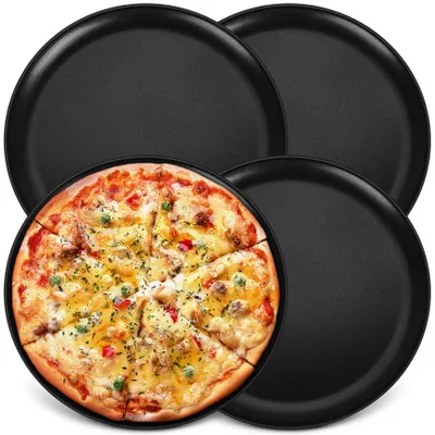 Pizzaplatte 30 cm, 4er-Set, Edelstahl, Antihaftbeschichtung