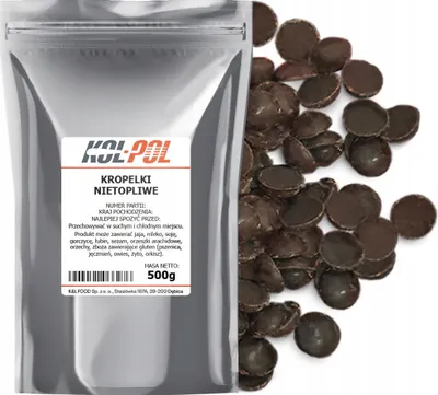 Zdjęcie produktu dla CZEKOLADA DO ZAPIEKANIA 500g Kropelki czekoladowe nietopliwe jakość Kol-Pol