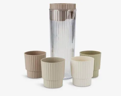 Obrázek produktu pro Plastová sada na nápoje pro kempování a outdoor – Ø 10 x 25 cm – 1,1 l – průhledná