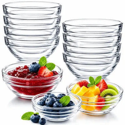 Produktbild von 12 Dip Schälchen Glas Mini Schalen Schüssel für Saucen Snacks Dessert Tapas Eis