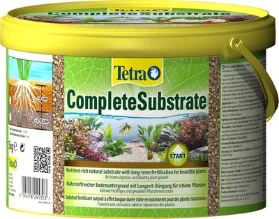 A bucket of Tetra Complete Substrate for aquarium plants.