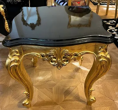 Produktbild von Casa Padrino Luxus Barock Massivholz Beistelltisch Schwarz / Gold - Prunkvoller Luxus Tisch im Barockstil - Luxus Barock Wohnzimmer Möbel