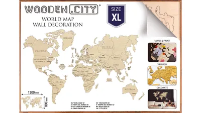 Immagine prodotto di Puzzle 3D Mappa del mondo, in legno